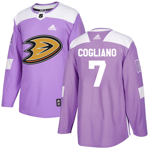 Adidas Ducks #7 Andrew Cogliano Purple Authentic Fights Cancer Youth Stitched NHL Jersey
